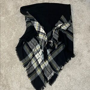 Plaid Fringe Poncho Vest